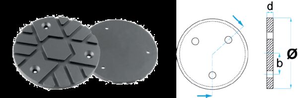 REF.:VEL001. Taco de goma Ø 121 mm