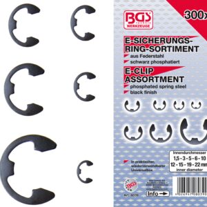 REF.:8039. Surtido de anillos de seguridad en E 1,5 - 22 mm 300 piezas
