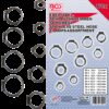 REF.:14115. Surtido de abrazaderas de acero inoxidable Ø 5,8 - 21 mm 170 piezas