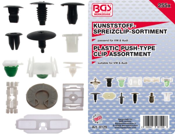 REF.:8129. Surtido de grapas de automoción para VW 255 piezas