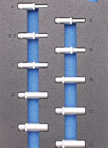 Bandeja para carro 1/3: Llaves de vaso hexagonal 6,3 mm (1/4") 4 - 13 mm largas 11 piezas