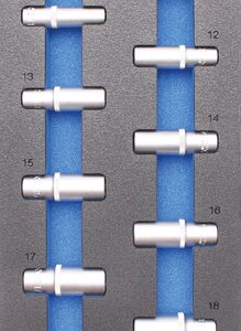Bandeja para carro 1/3: Llaves de vaso hexagonal 10 mm (3/8") 8 - 19 mm largas 11 piezas