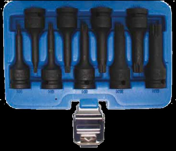 REF.:5482. Juego de puntas de vaso de impacto | entrada 12,5 mm (1/2") dentado múltiple interior (para XZN) M4 - M16, 9 piezas
