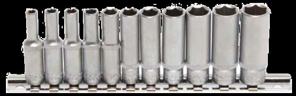 REF.:2221 Juego de llaves de vaso hexagonal, largas entrada 6,3 mm (1/4") 4 - 13 mm, 11 piezas