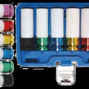 REF.:7307 Juego de vasos de impacto con protector de plástico entrada 12,5 mm (1/2") 6 piezas