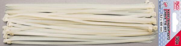 REF.:80878. Surtido de bridas blancos 8,0 x 400 mm 30 piezas