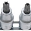 REF.:8885 Juego de puntas de vaso entrada 12,5 mm (1/2") perfil en T (para Torx) con perforación T40 - T55 4 piezas
