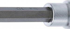REF.:4362. Punta de vaso longitud 100 mm entrada 12,5 mm (1/2") dentado múltiple interior (para XZN) M10
