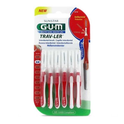CEPILLO INTERDENTAL GUM 1314 TRAV-LER 0.8 MM 6 UNIDADES